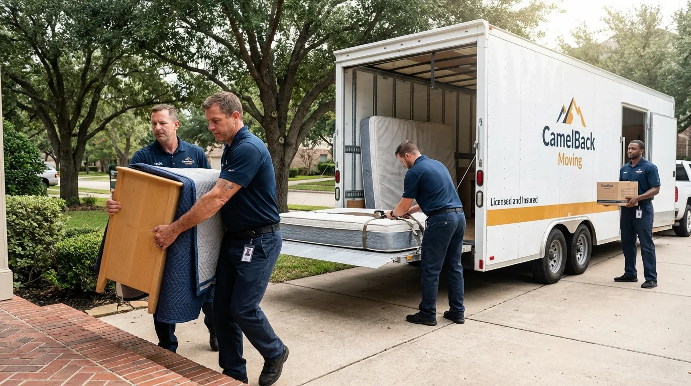 Crew loading residential truck for cross-state move from Pinedale, WY