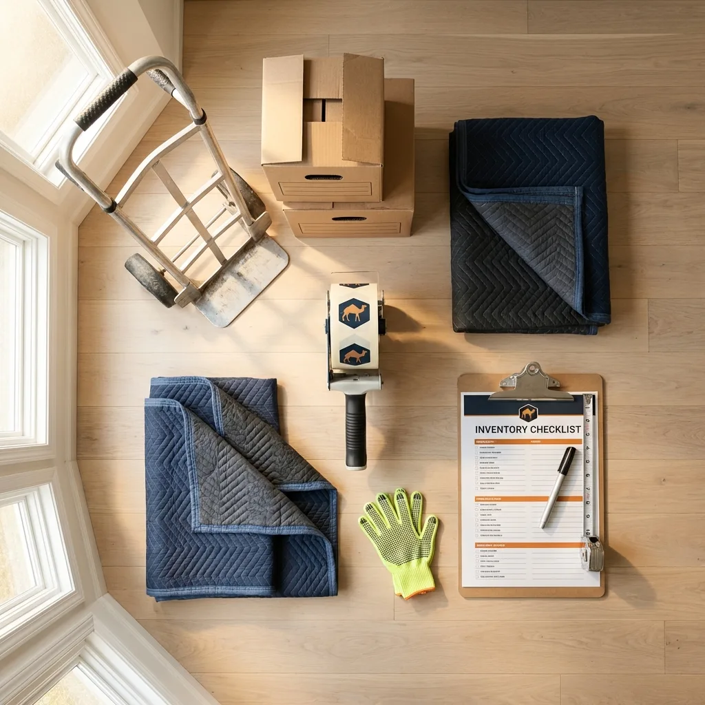 Professional moving supplies and packing materials layout for Pinedale residential relocations
